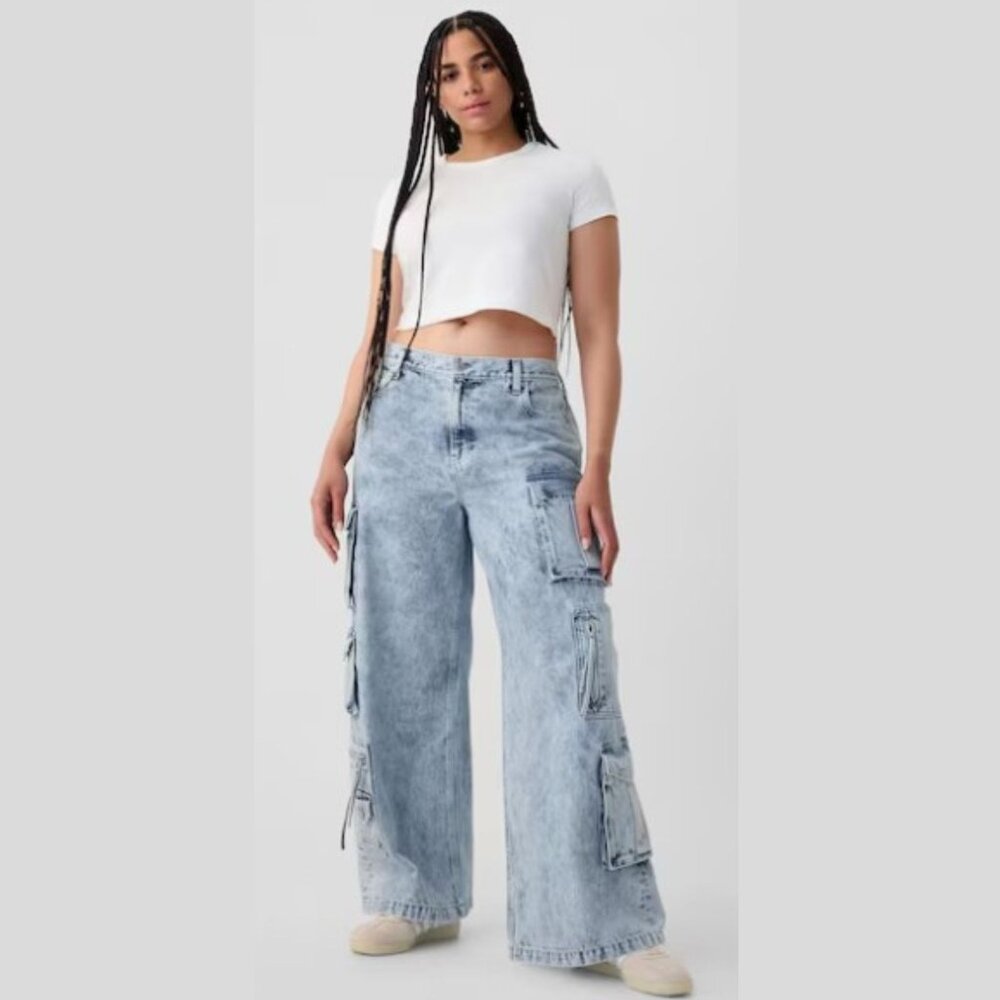 GAP Blue Mid Rise Cargo Baggy Jeans‎ - SZ 28